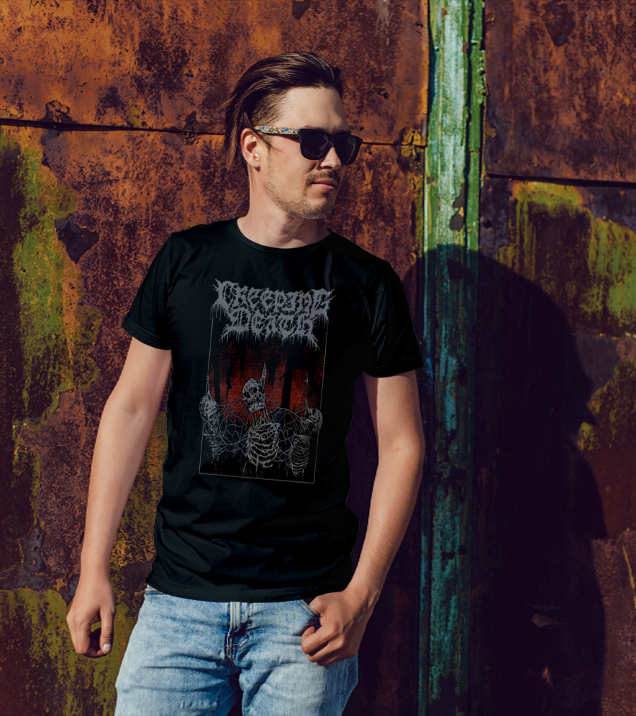 Creeping Death Skeletons In Haunted Forest With Hanging Figures T-Shirt