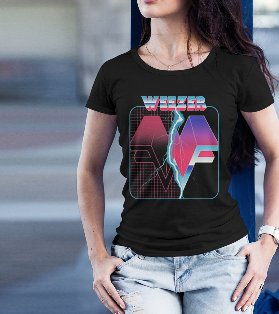 Weezer Retro 3D Lightning Logo Neon T-Shirt