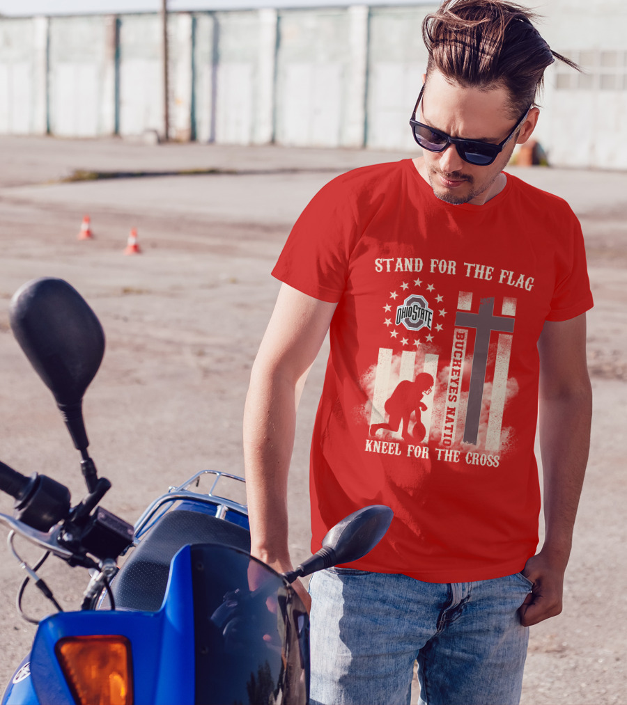 Ohio State Buckeyes Nation Stand For The Flag Kneel For The Cross T-Shirt
