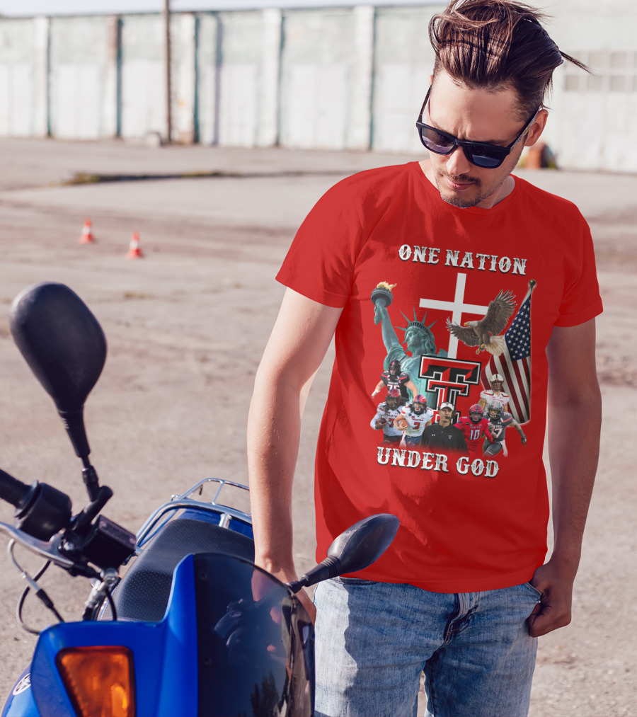 One Nation Under God TTRR Texas Tech Football Statue Of Liberty Flag Eagle T-Shirt