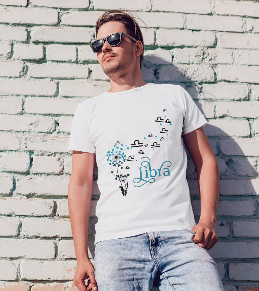 Libra Bloom Zodiac Symbol Hearts T-Shirt