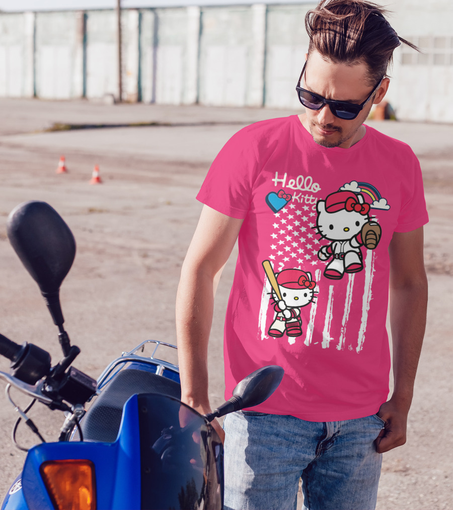 Hello Kitty Baseball American Stars Rainbow T-Shirt