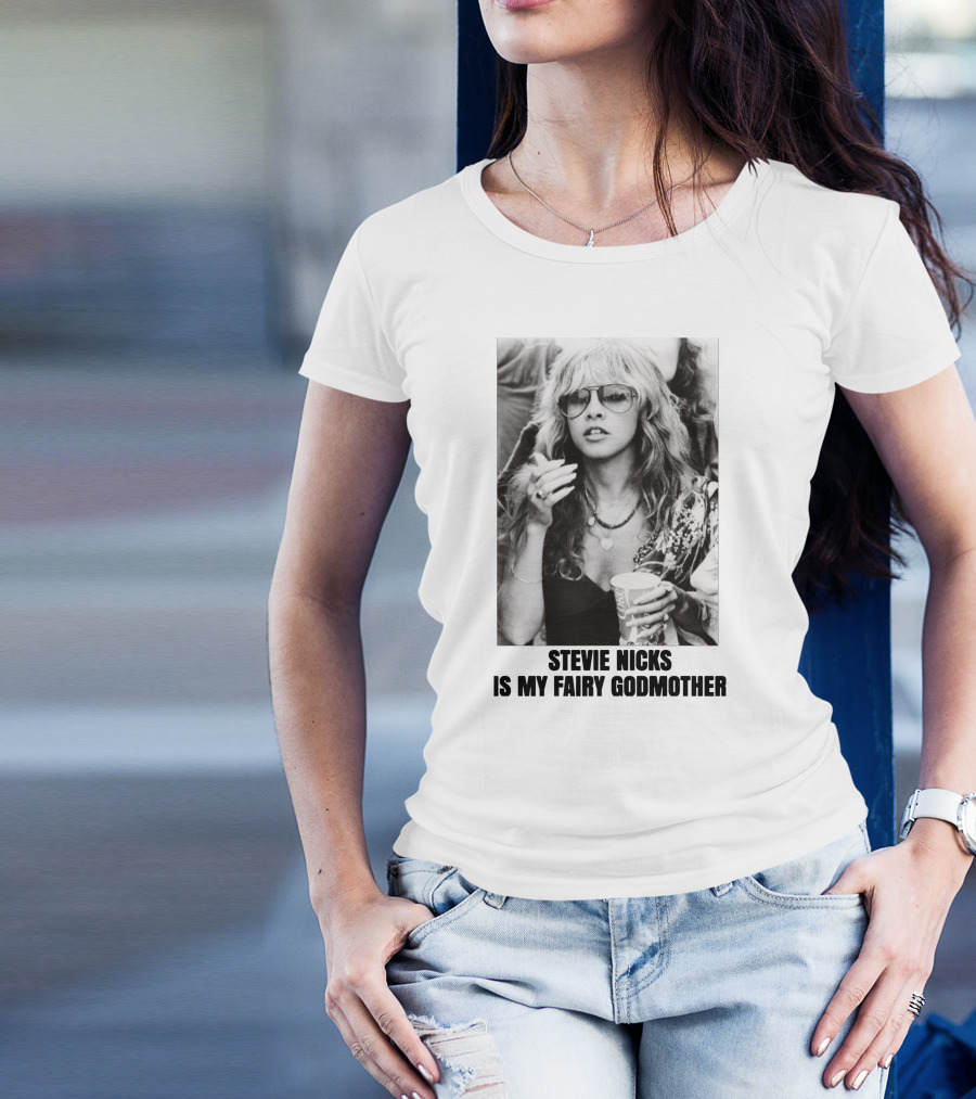 Stevie Nicks Is My Fairy Godmother Black And White Photo T-Shirt