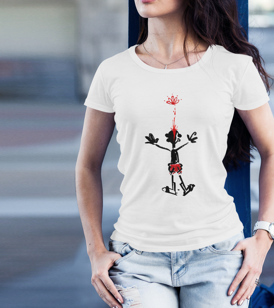 Lil Darkie Merch Lil Darkie Anxiety Cartoon Figure Red Splash T-Shirt