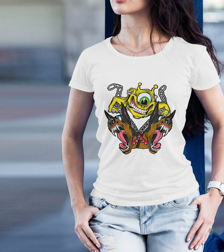 Kayzo Merch VS Subtronics Merch Monster Creature With Chains And Fierce Dog Heads T-Shirt