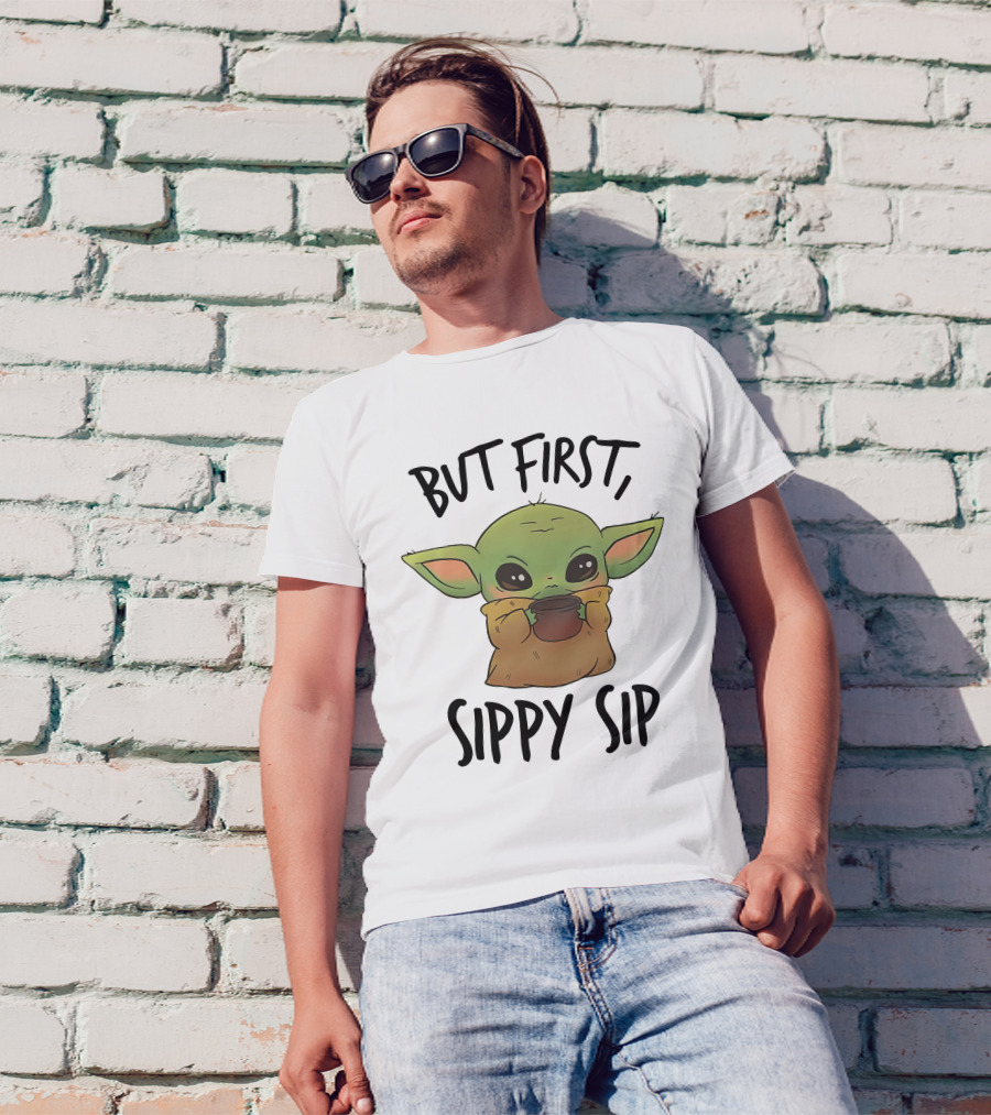 But First Sippy Sip Baby Yoda Cute Mandalorian Moment T-Shirt
