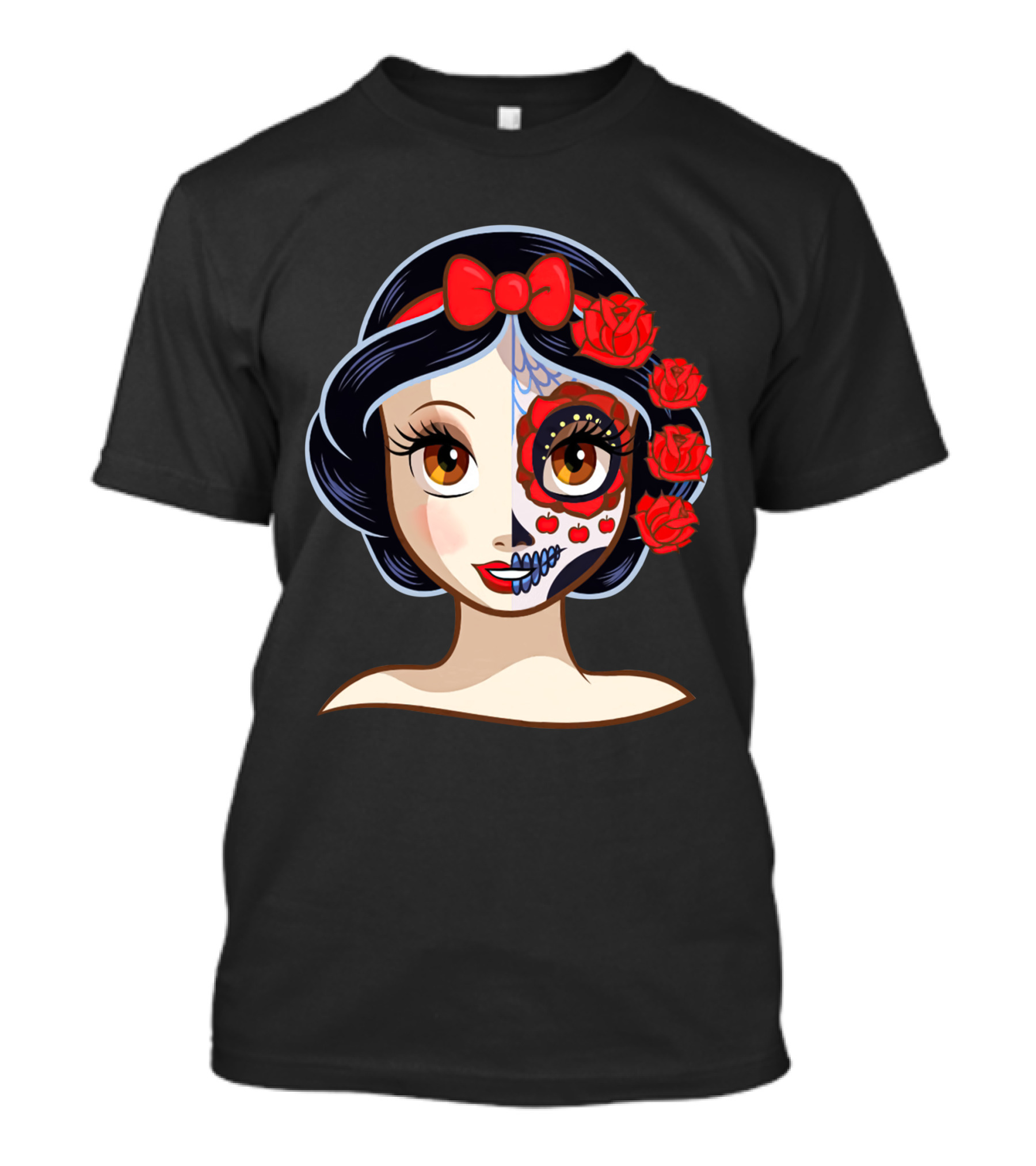 Snow White Sugar Skull Roses T-Shirt