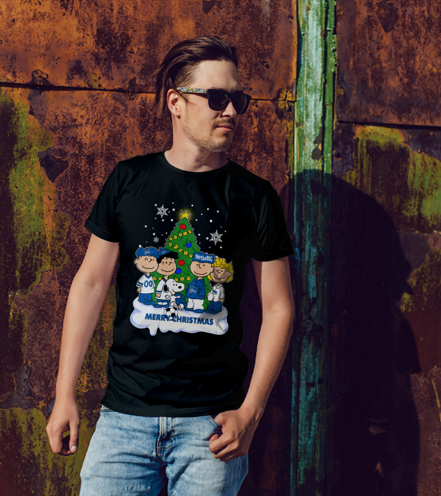 Hertha BSC Peanuts Merry Christmas Tree Scene T-Shirt