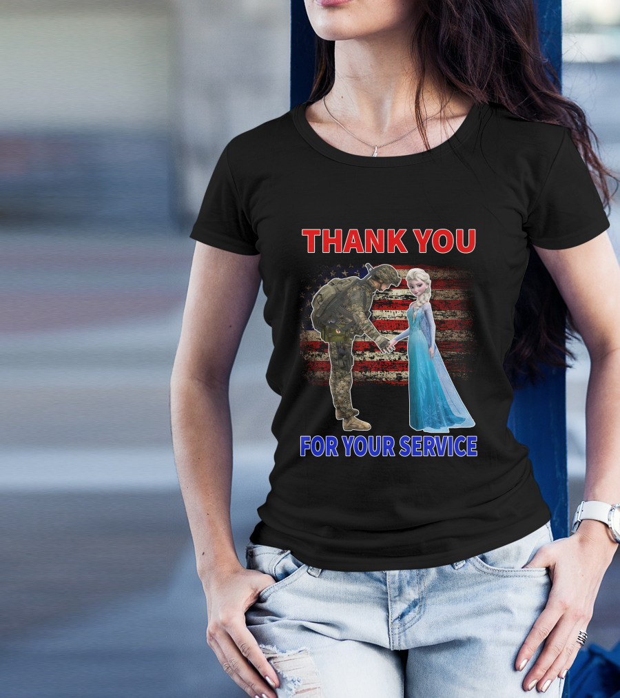 Thank You For Your Service Elsa Soldier American Flag T-Shirt