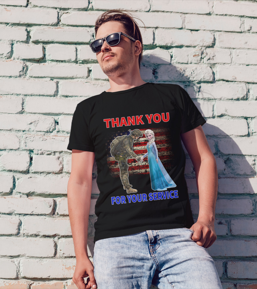 Thank You For Your Service Elsa Soldier American Flag T-Shirt