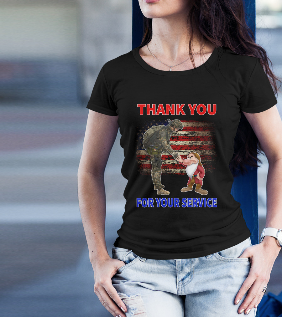 THANK YOU FOR YOUR SERVICE Grumpy Soldier And Patriotic Flag T-Shirt