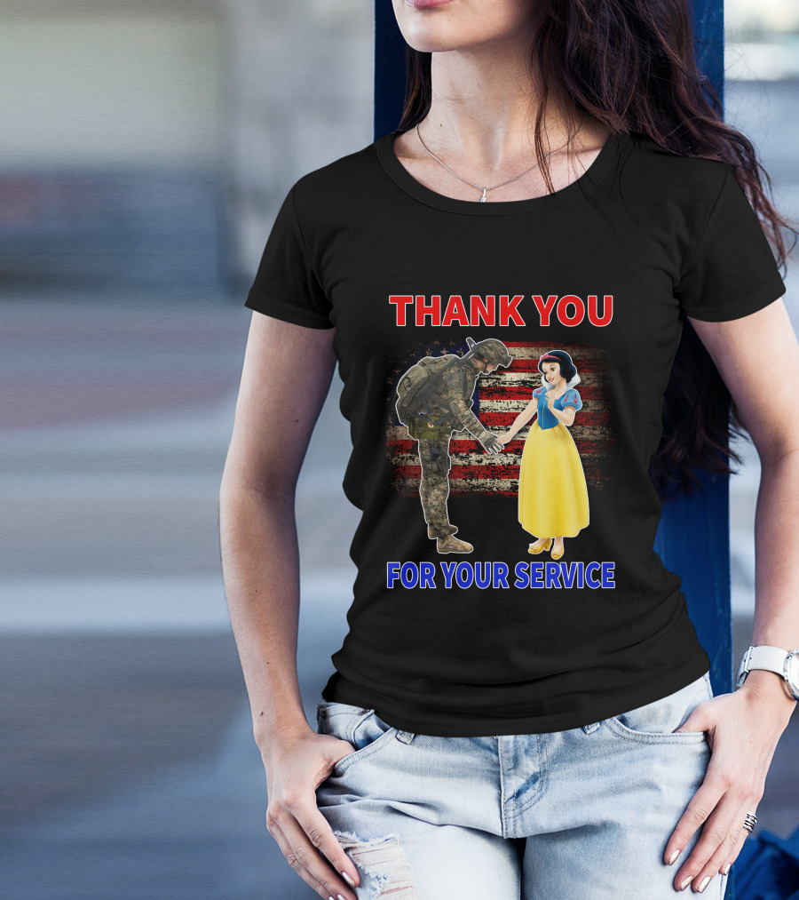 Thank You For Your Service Snow White Soldier Flag T-Shirt