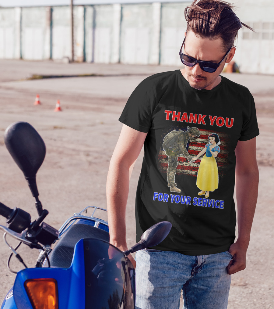 Thank You For Your Service Snow White Soldier Flag T-Shirt