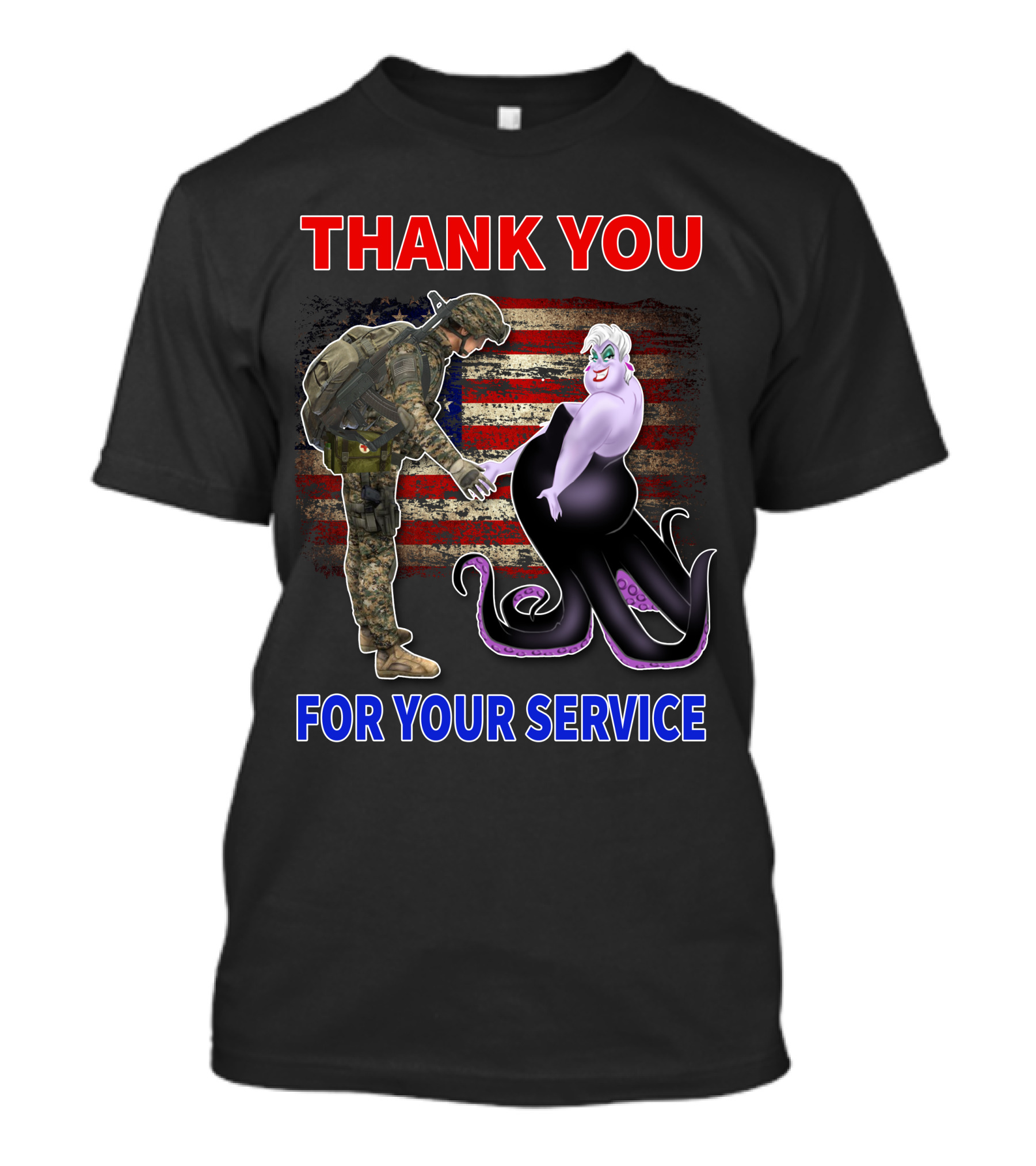 Thank You For Your Service Ursula Soldier American Flag T-Shirt