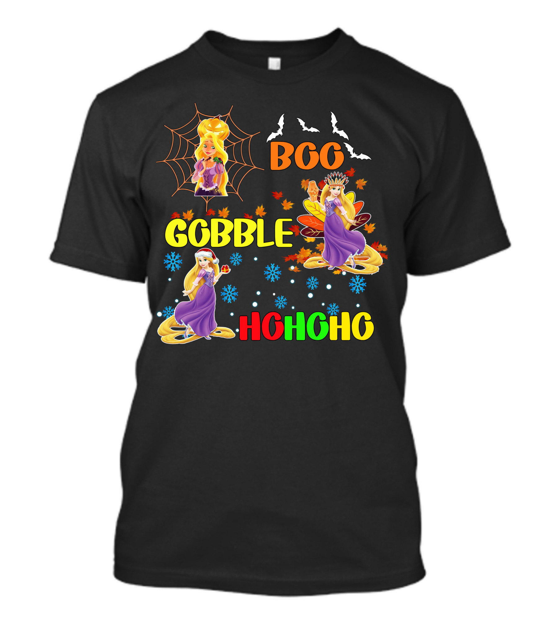 Rapunzel Boo Gobble HoHoHo HalloThanksMas T-Shirt