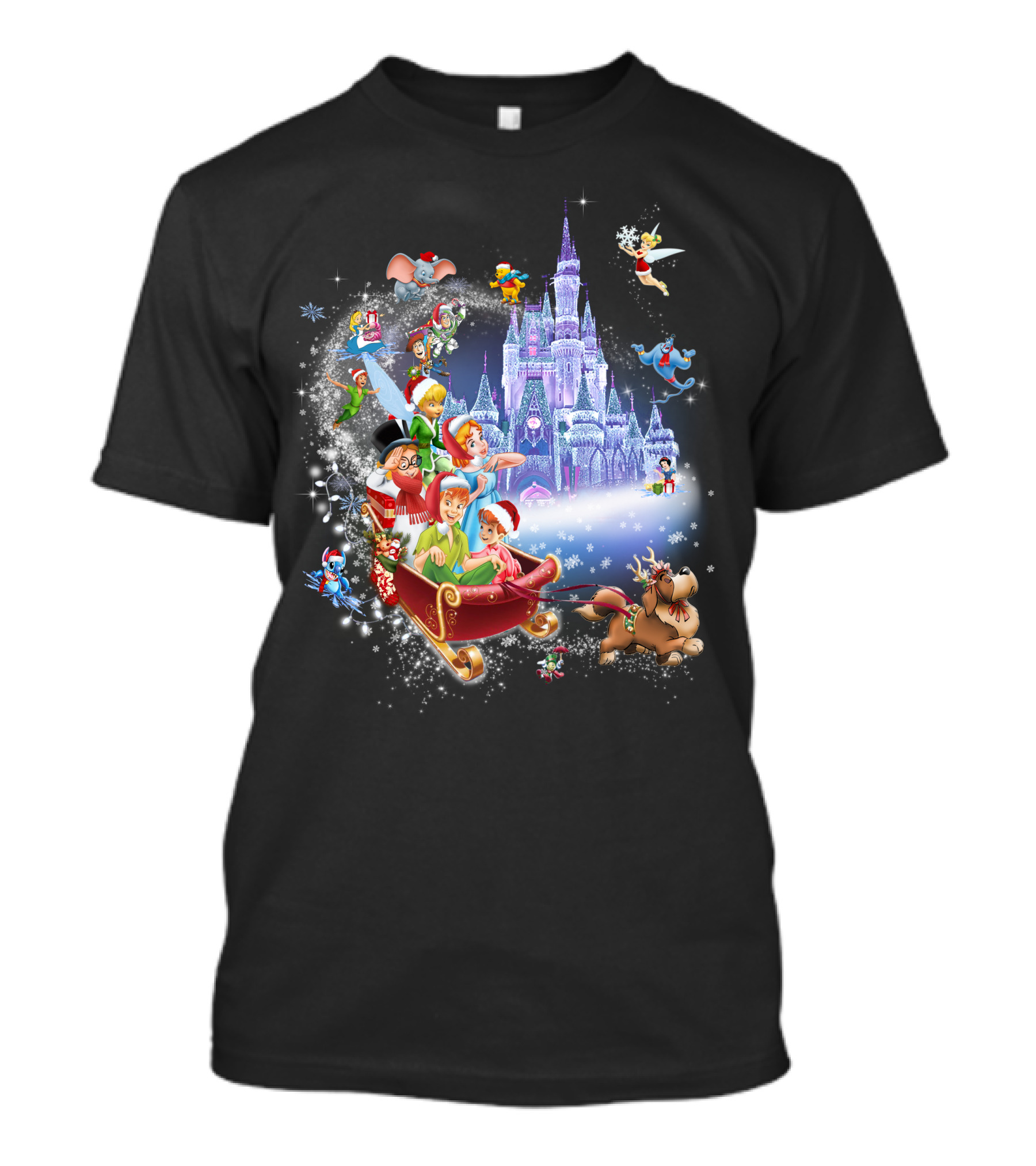 Peter Pan Christmas Wonderland With Disney Characters And Castle T-Shirt