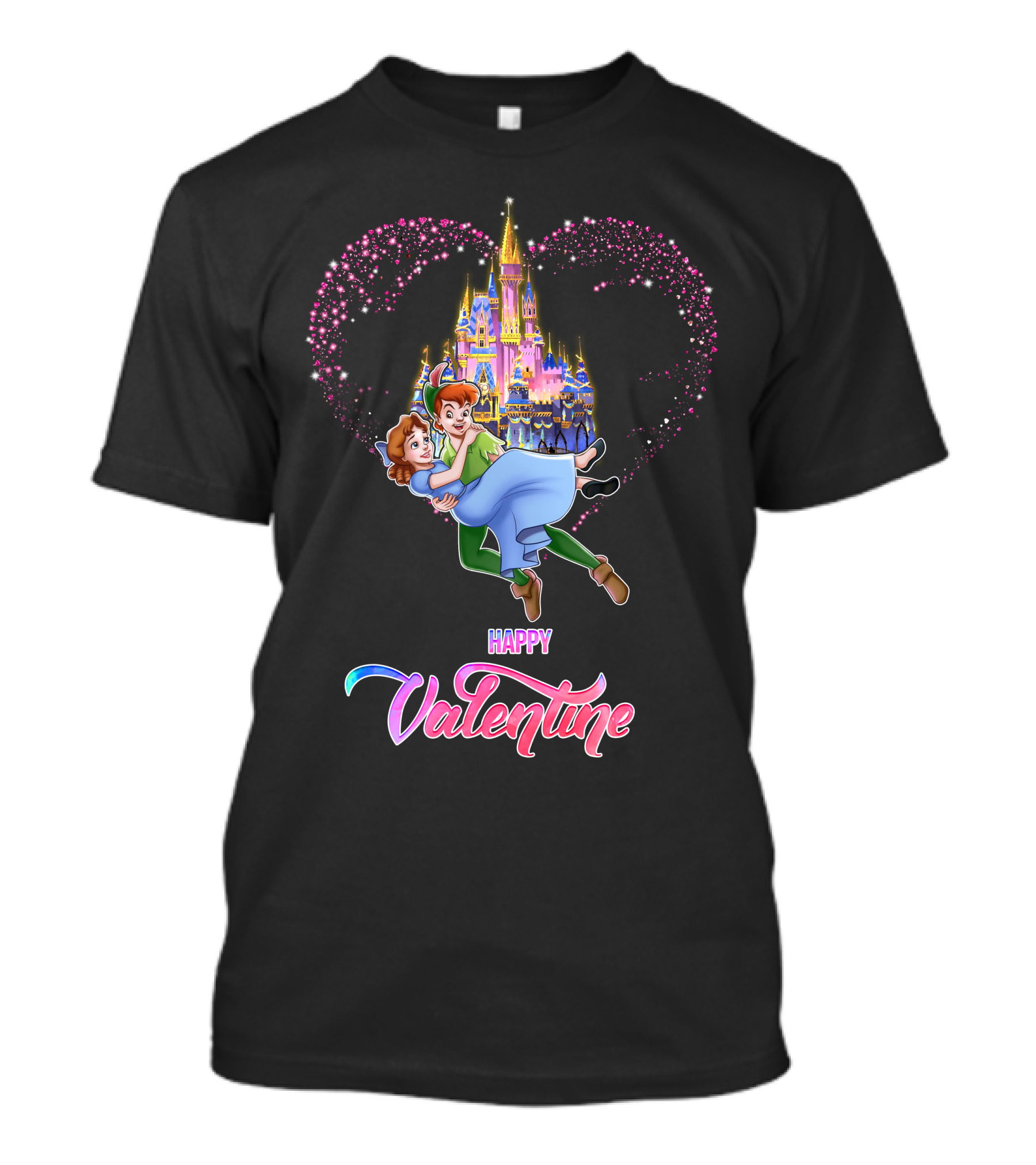 Happy Valentine Peter Pan Heart Castle T-Shirt