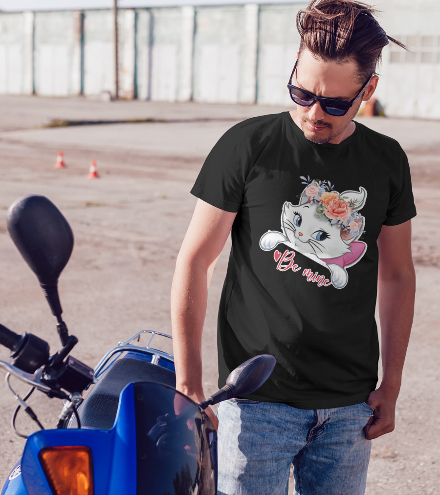 Marie Cat Be Mine Floral Headband T-Shirt