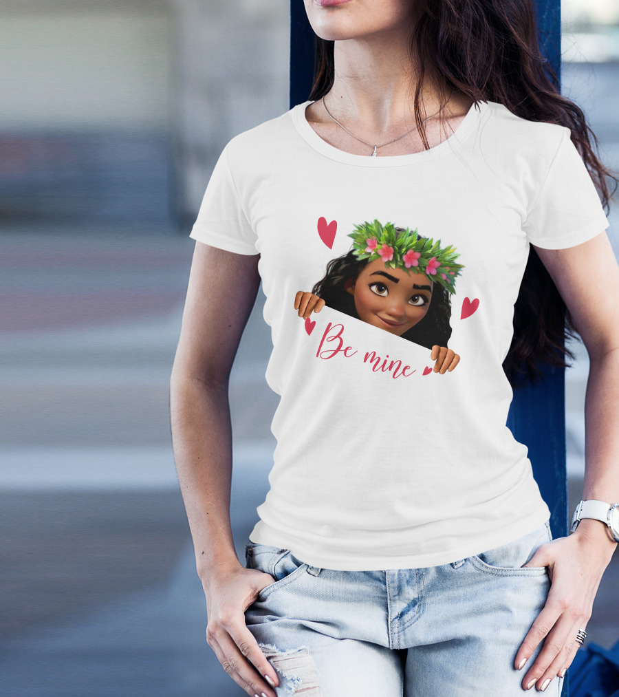 Moana Valentine's Be Mine Hearts Floral Crown T-Shirt