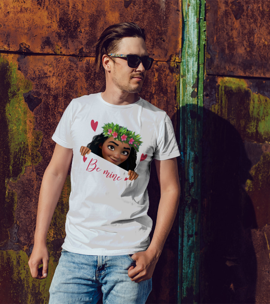 Moana Valentine's Be Mine Hearts Floral Crown T-Shirt