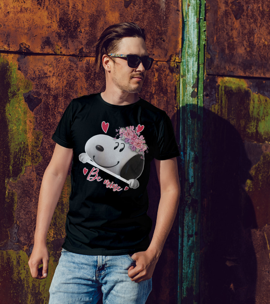 Snoopy Be Mine Hearts And Flowers T-Shirt