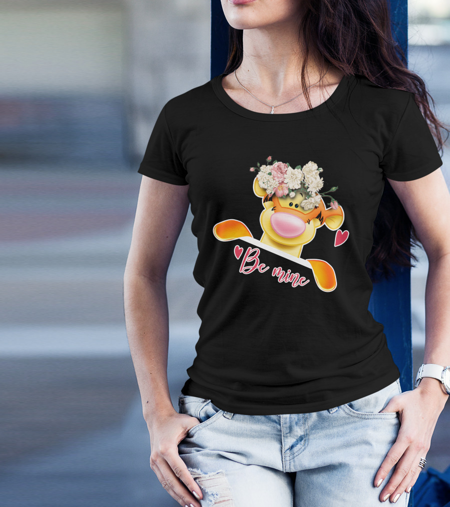Tigger Be Mine With Flower Crown Valentine's Hearts T-Shirt