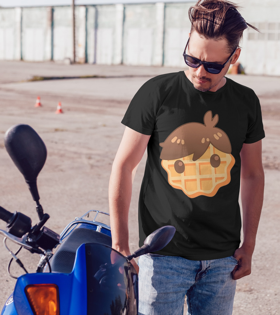 Waffle Head Cute Breakfast Character Face With Hair T-Shirt