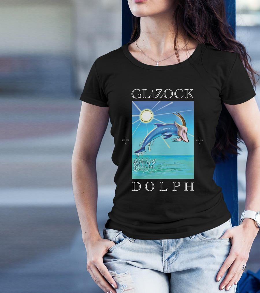 GLiZOCK DOLPH Goat Dolphin Jump Ocean T-Shirt