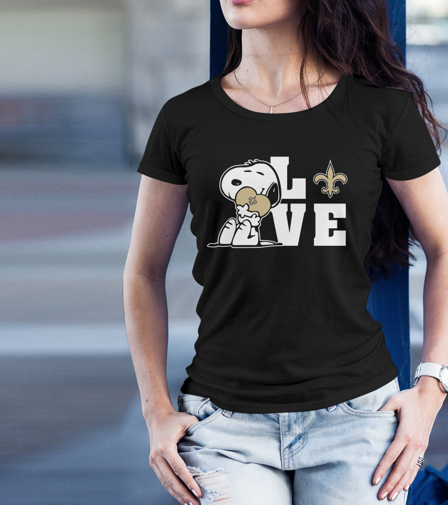 Snoopy Love New Orleans Saints Fleur-De-Lis Heart T-Shirt