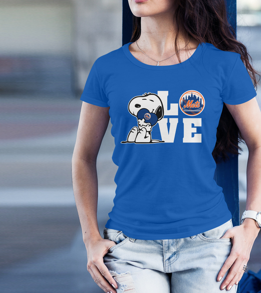 Snoopy Love Mets Baseball New York Peanuts Fan Gear T-Shirt
