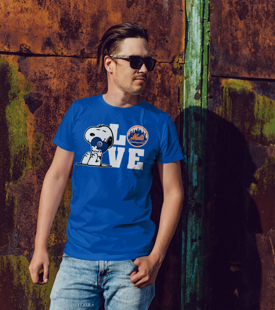 Snoopy Love Mets Baseball New York Peanuts Fan Gear T-Shirt