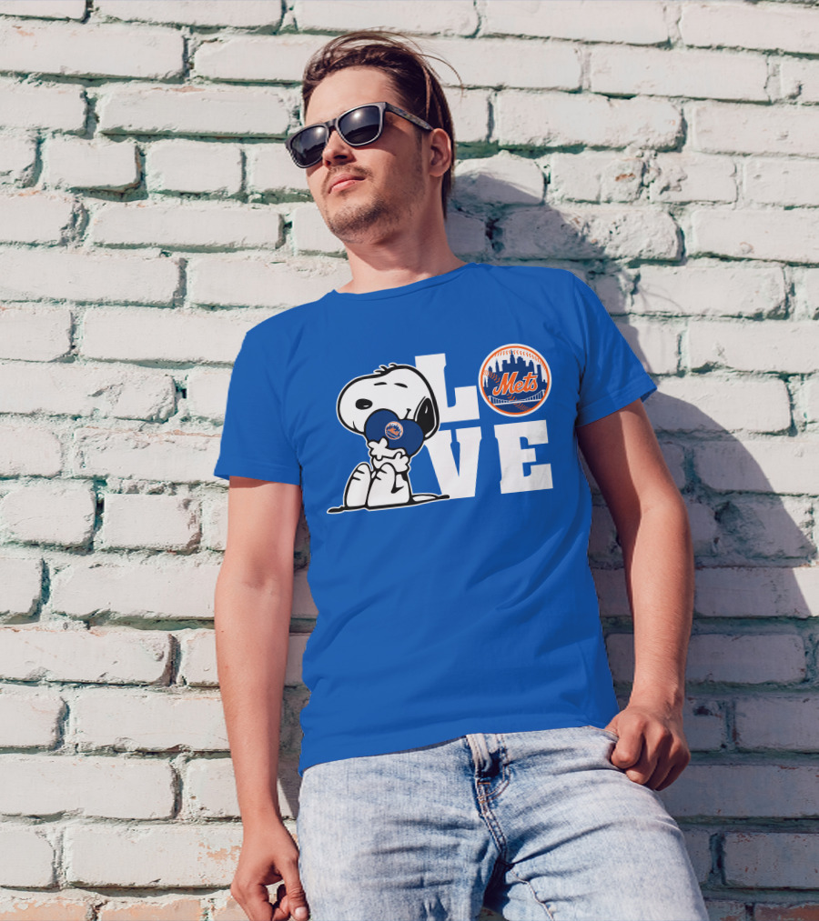Snoopy Love Mets Baseball New York Peanuts Fan Gear T-Shirt