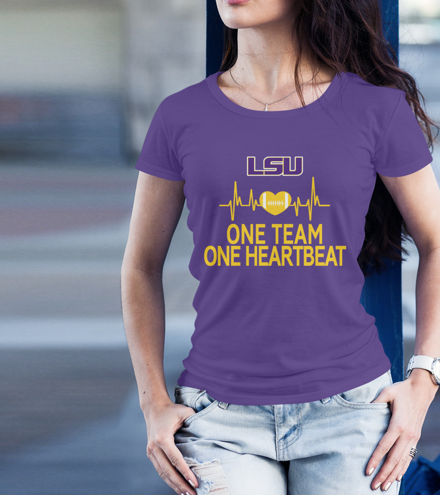 Lsu Tigers One Team One Heartbeat Football Heartbeat T-Shirt