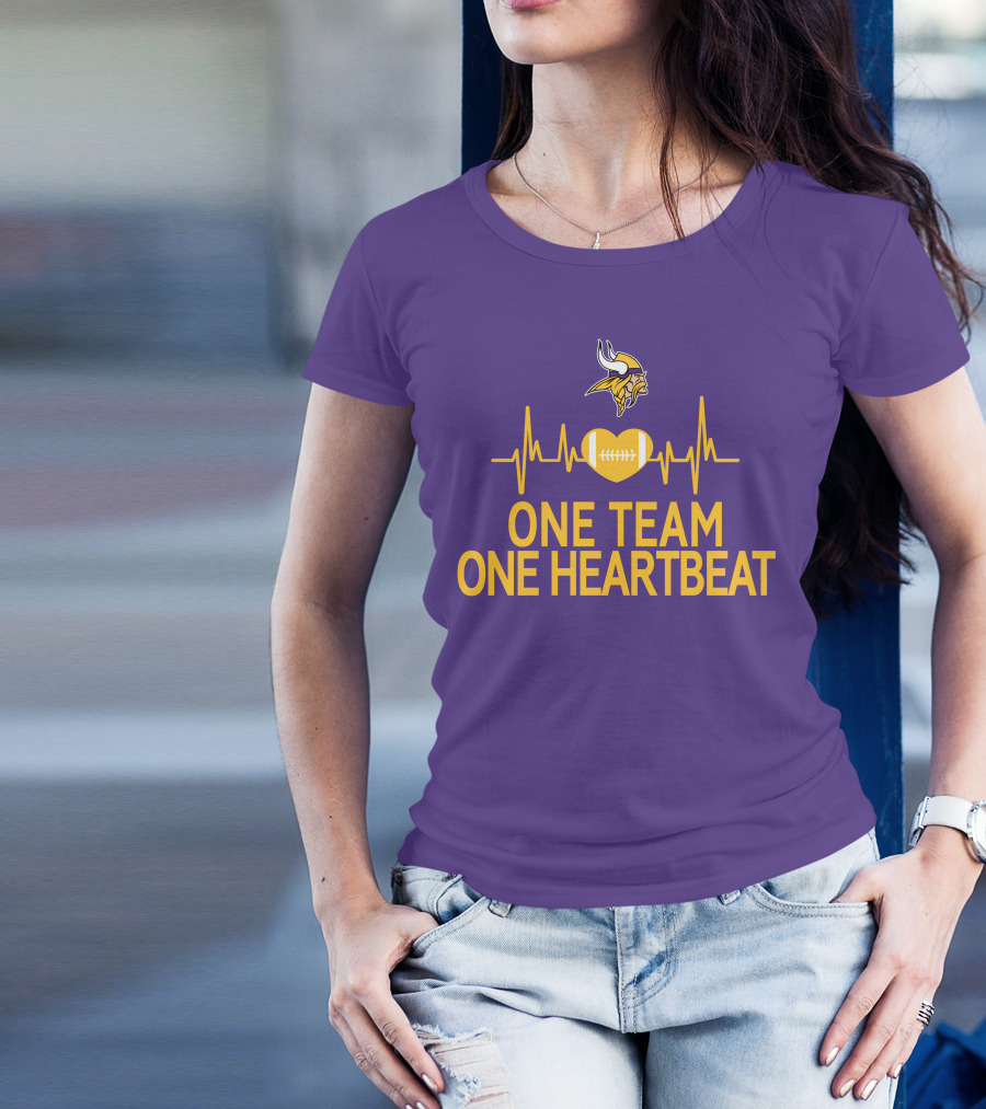 Minnesota Vikings One Team One Heartbeat Football Heartbeat T-Shirt