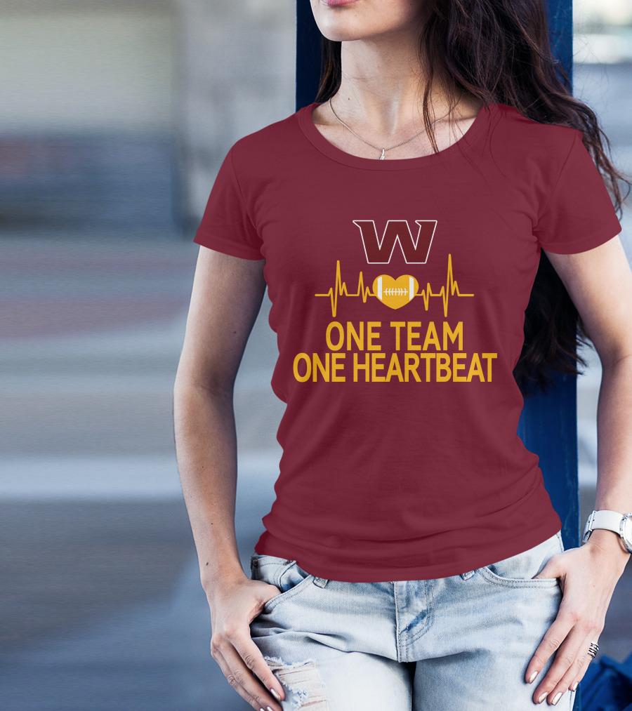 Washington Football Team W One Team One Heartbeat Football Heartbeat T-Shirt