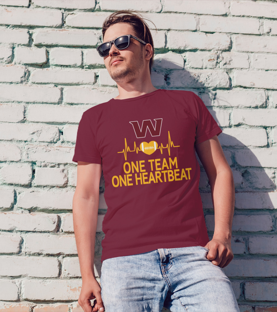 Washington Football Team W One Team One Heartbeat Football Heartbeat T-Shirt