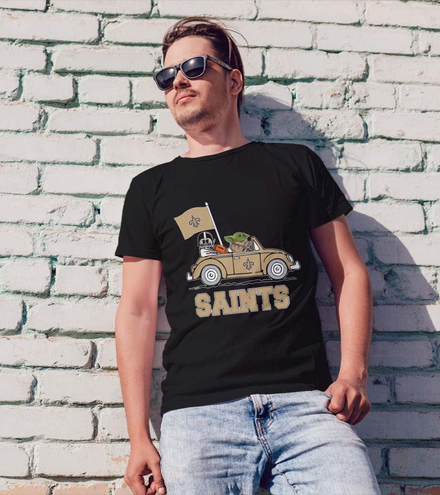 New Orleans Saints Darth Vader Baby Yoda Car Star Wars Driving T-Shirt