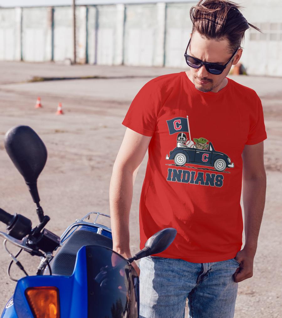 Cleveland Indians Baby Yoda Darth Vader Car Star Wars T-Shirt