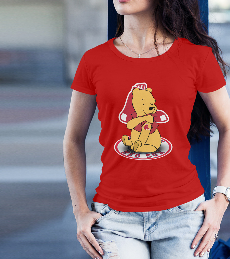 Boston Red Sox Winnie The Pooh Hugging Baseball T-Shirt