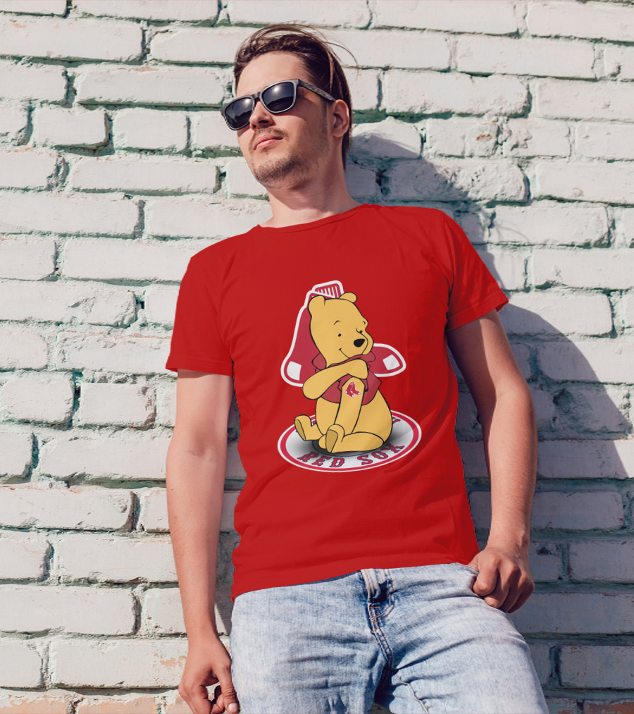 Boston Red Sox Winnie The Pooh Hugging Baseball T-Shirt