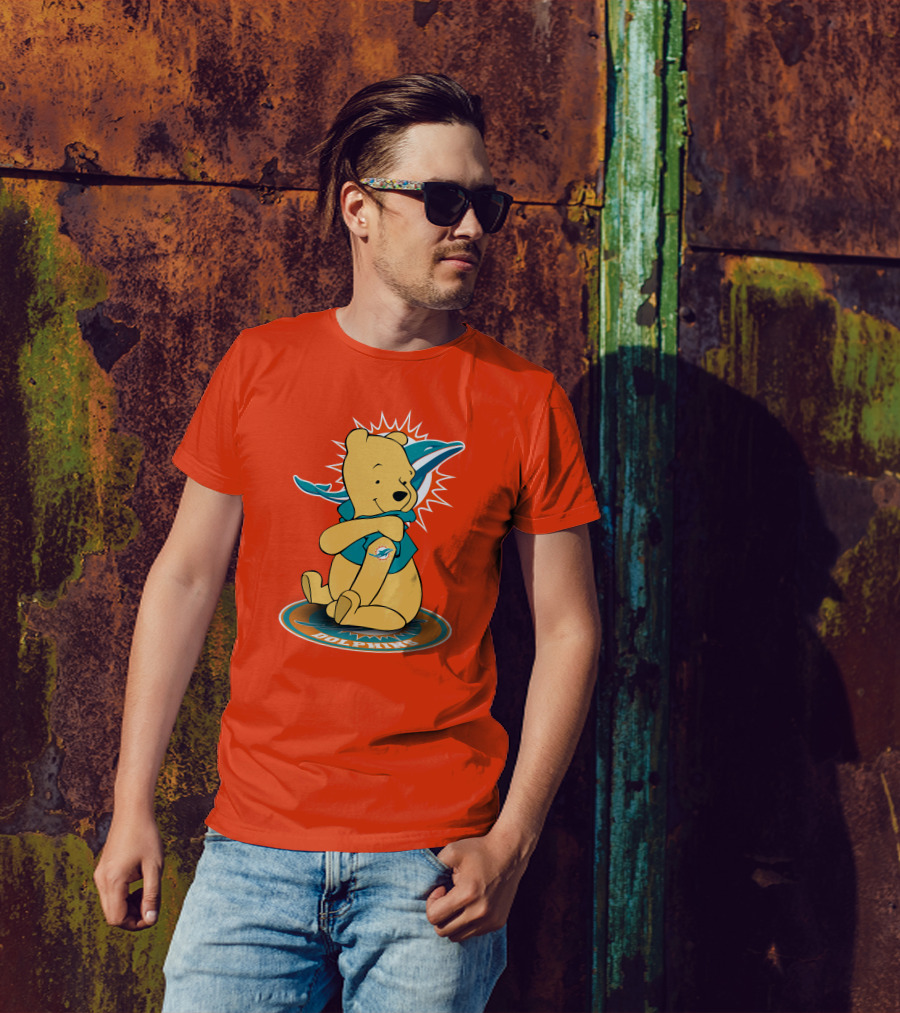 Miami Dolphins Winnie The Pooh NFL Football Crossover T-Shirt