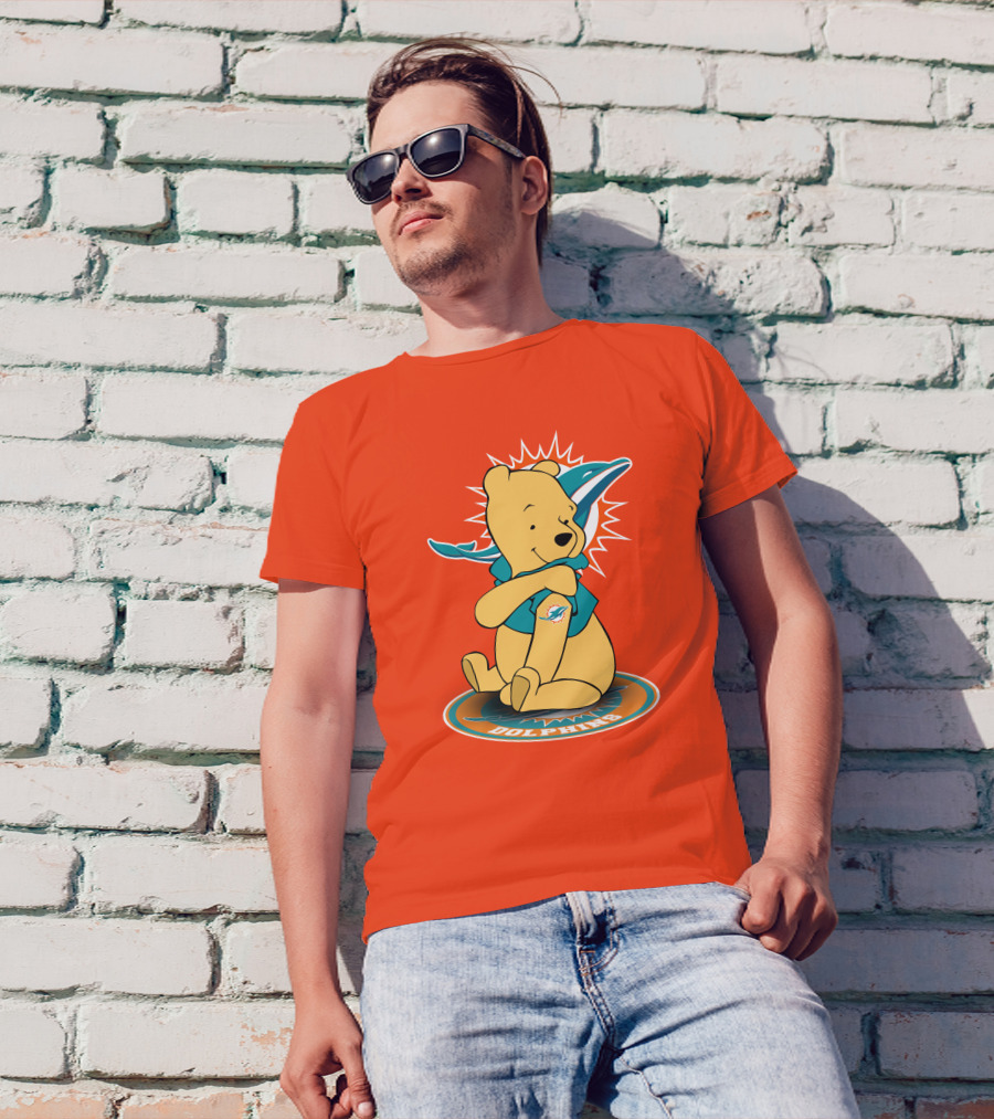 Miami Dolphins Winnie The Pooh NFL Football Crossover T-Shirt