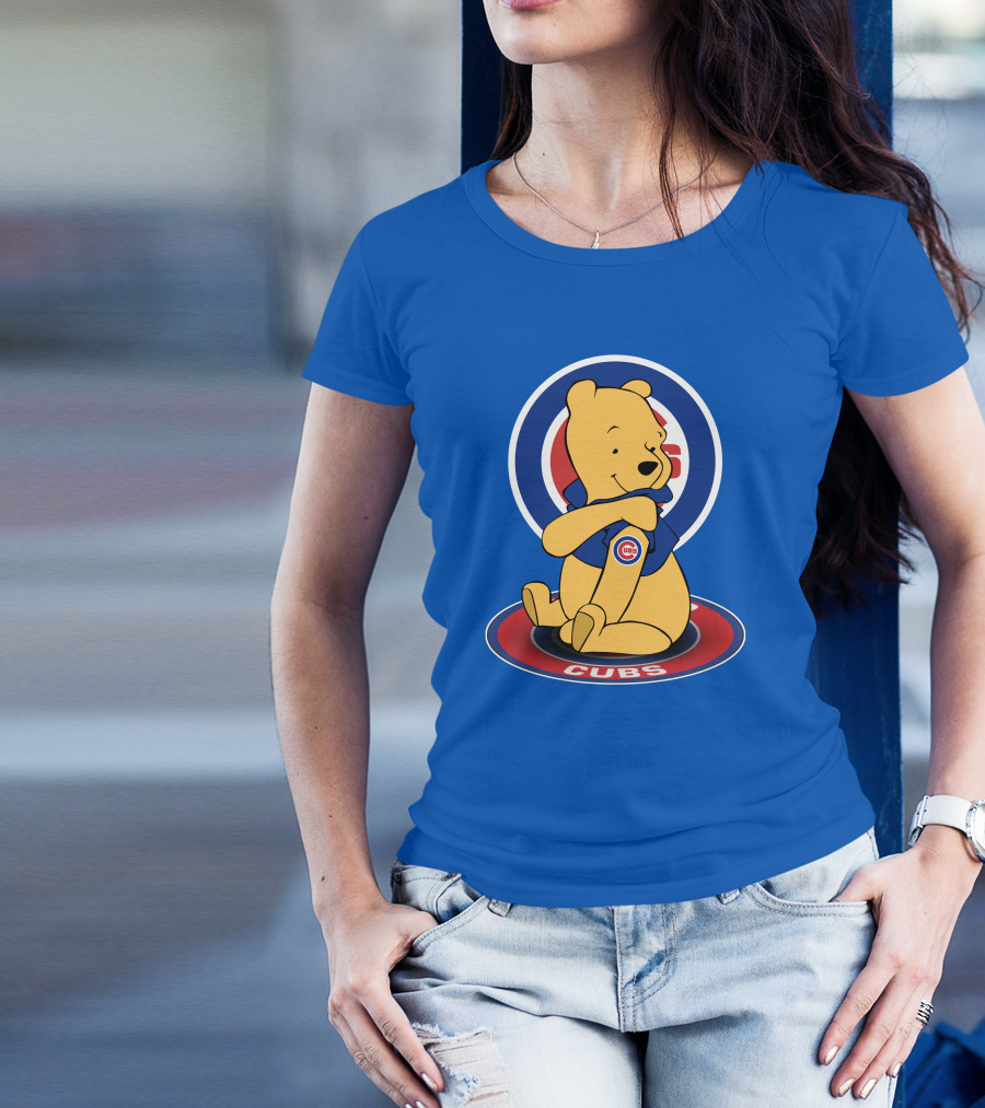Chicago Cubs Pooh Bear Crossover Logo T-Shirt