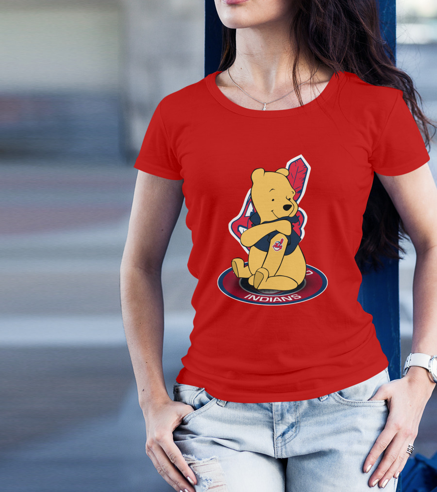 Winnie The Pooh Cleveland Indians Baseball Team Crossover T-Shirt