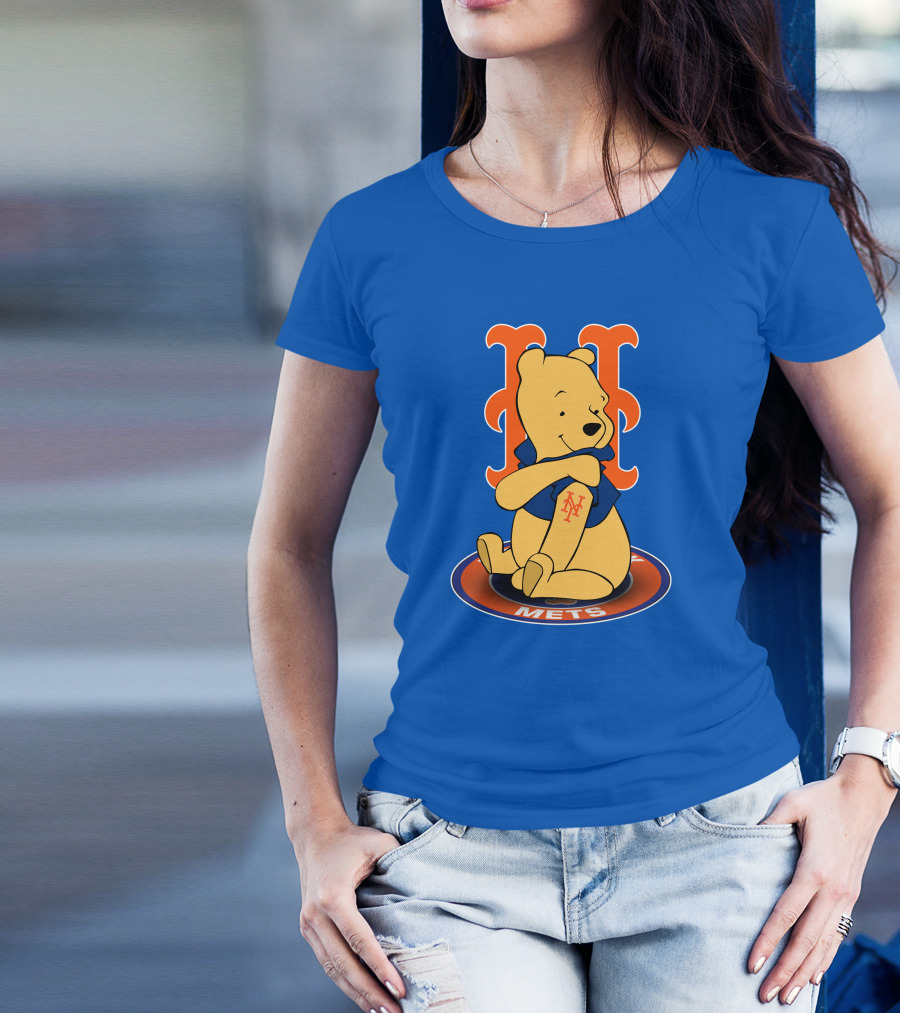 New York Mets Winnie The Pooh MLB Character Crossover T-Shirt