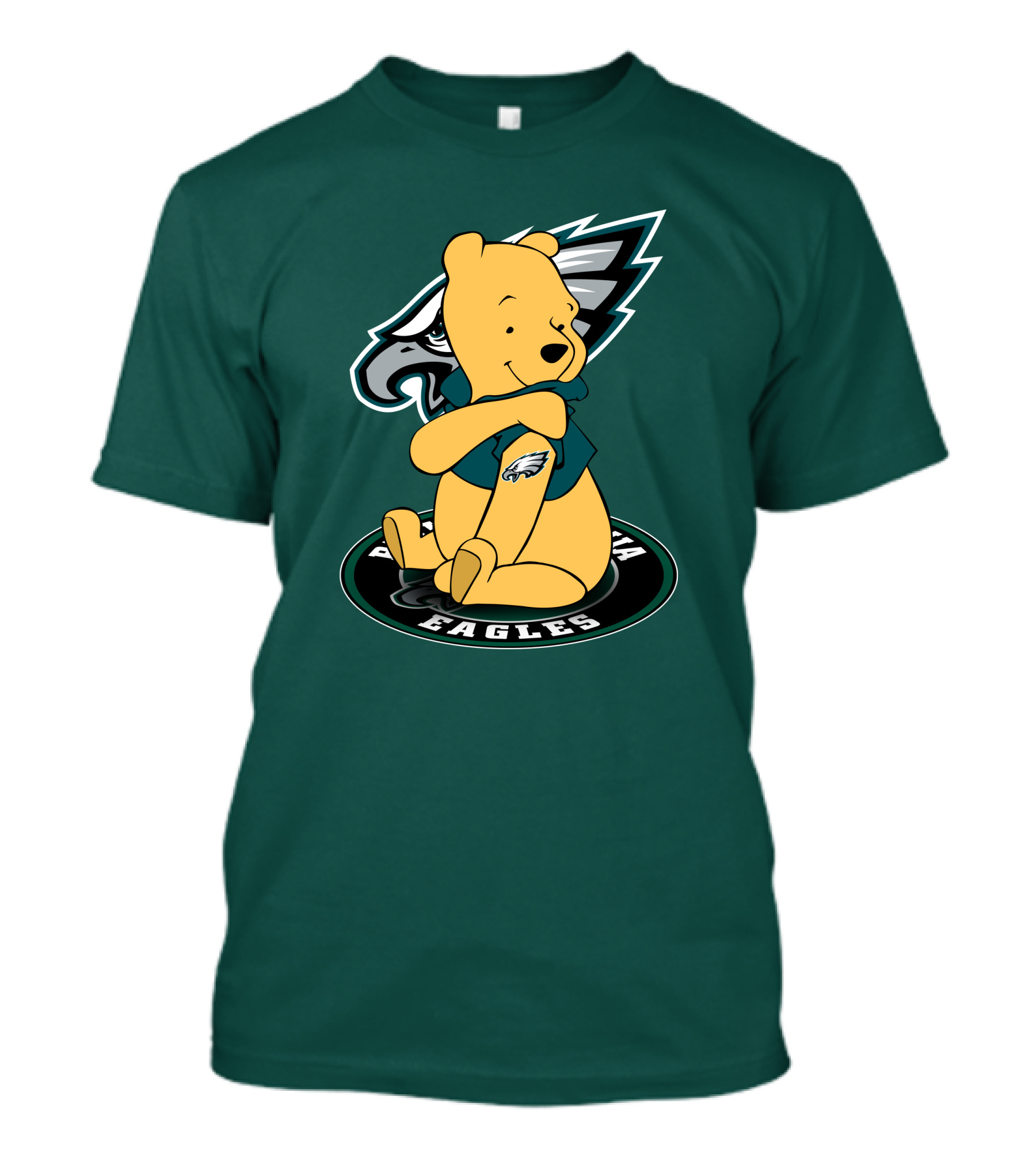 Philadelphia Eagles Winnie The Pooh Sitting In Front Of Team T-Shirt