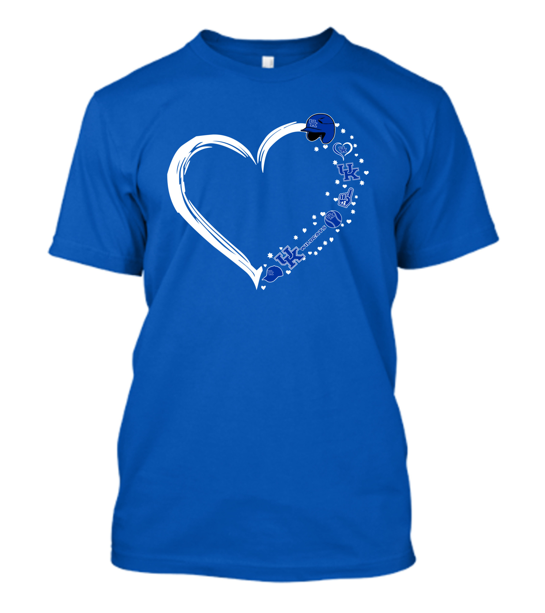 Heart-Shaped Kentucky Wildcats #1 Fan Symbol With UK Logos And Sports Icons T-Shirt