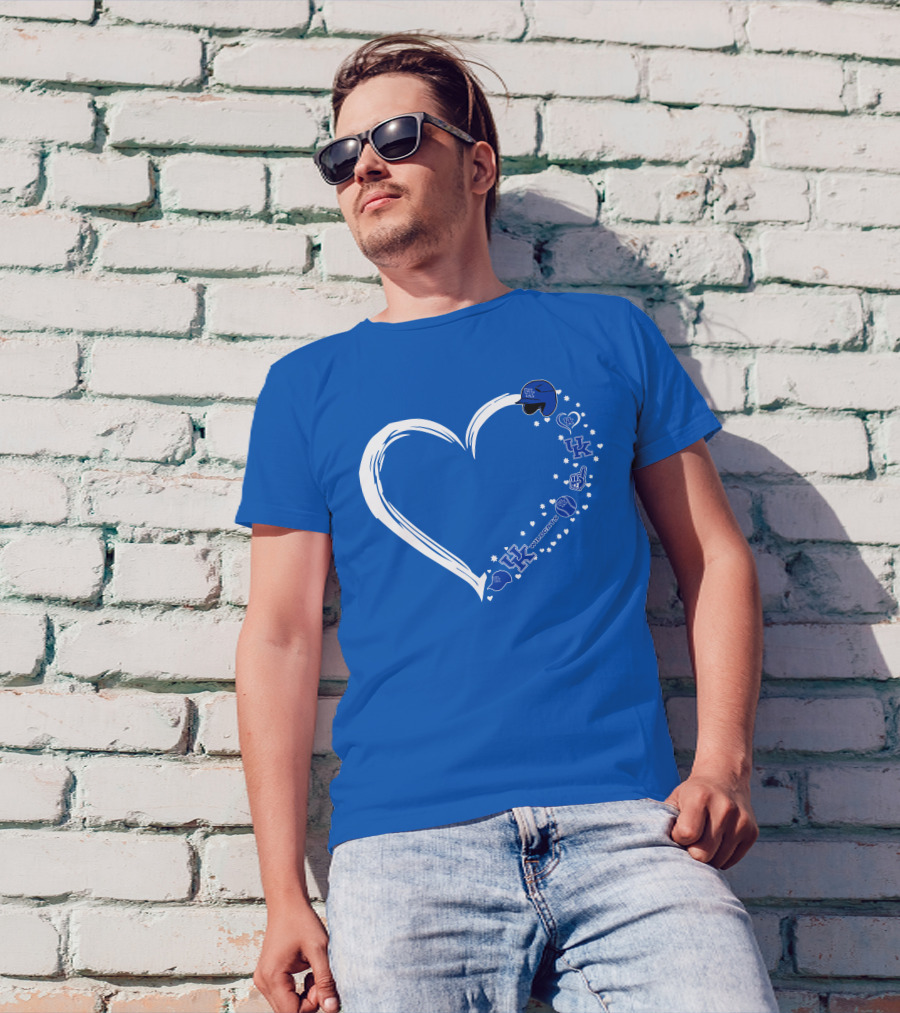 Heart-Shaped Kentucky Wildcats #1 Fan Symbol With UK Logos And Sports Icons T-Shirt