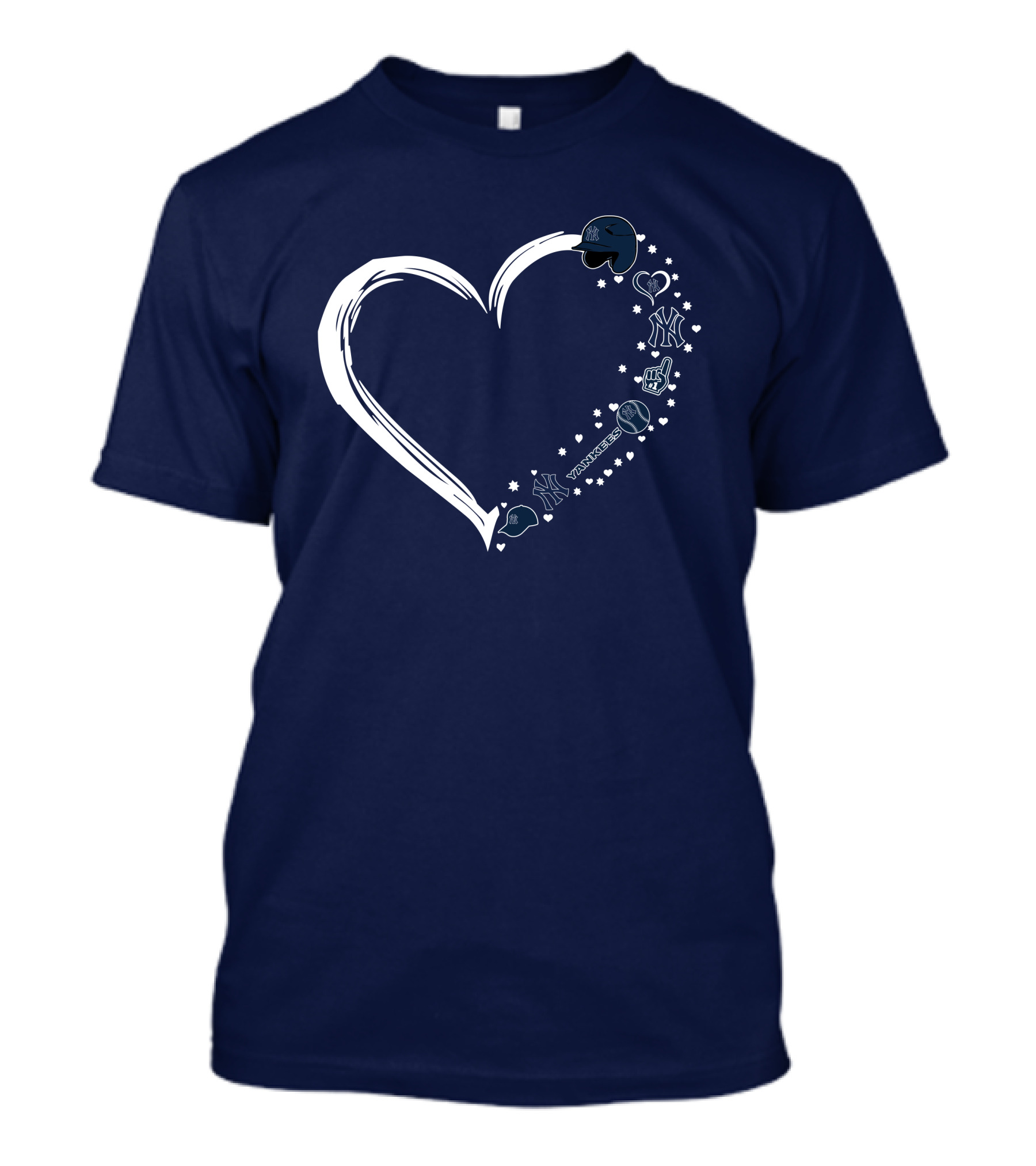 New York Yankees Heart Design With Helmets T-Shirt