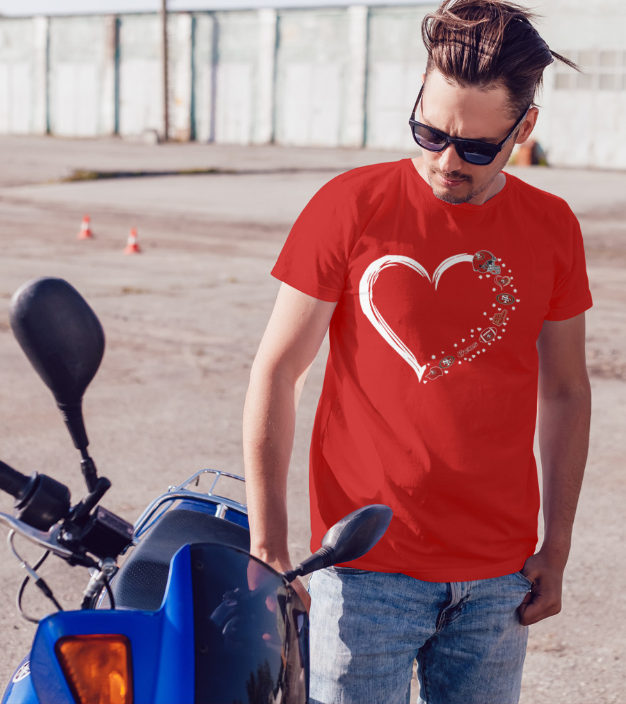 San Francisco 49ers Heart Design With Helmet T-Shirt